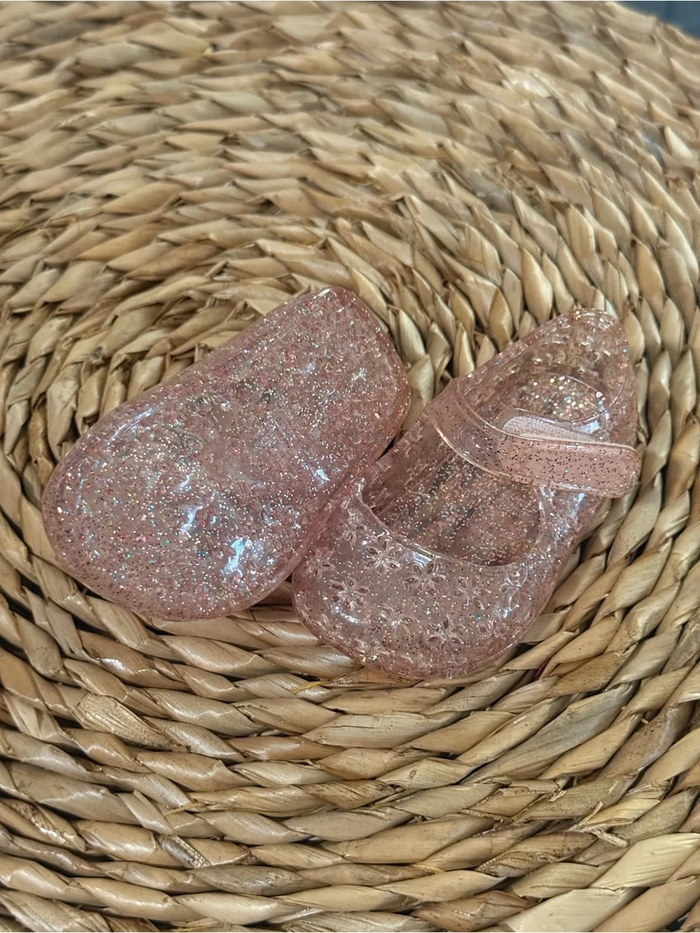 Old Navy Rose Gold Glitter Jelly Mary Jane Sandals for Kids